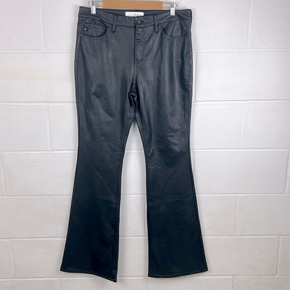 KanCan black high rise pleather flare pant